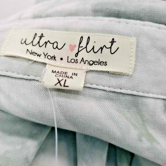 NWT ULTRA FLIRT SEA GREEN TIE DYE BUTTON BLOUSE XL - Picture 9 of 11